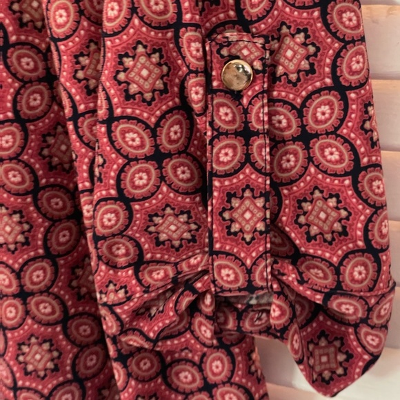 Dress Barn Burgundy Paisley Patterned Blouse with Gold Buttons - Picture 3 of 4